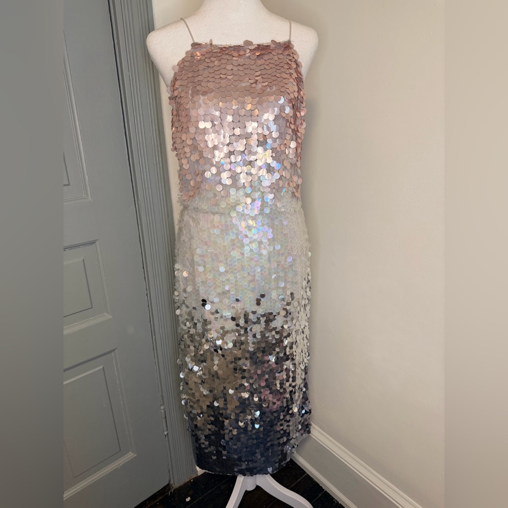 ASOS ombré open back Sequin Midi Dress